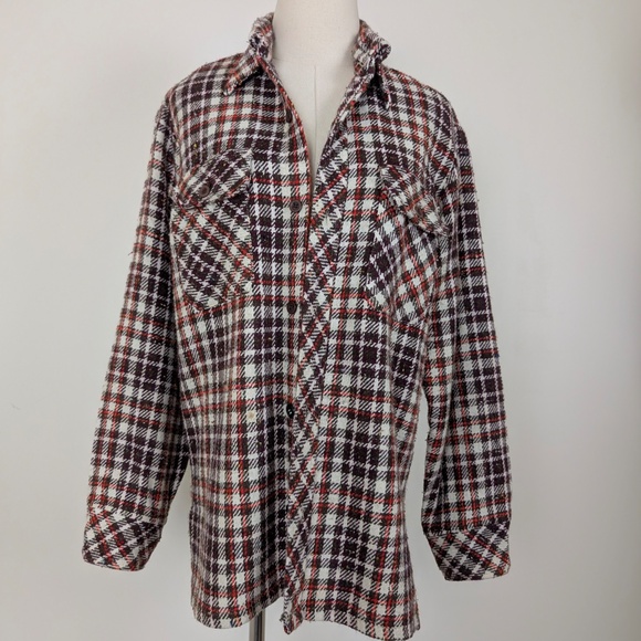 70s Wrangler Plaid Button Down Flannel Long Sleeve Buffalo Check Jacket - Picture 6 of 8